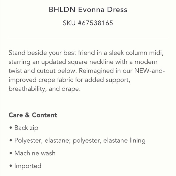 NWT BHLDN ANTHROPOLOGIE Evonna Navy Column Crepe Midi Dress - Picture 5 of 5